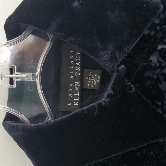 NWT Linda Allard Ellen Tracy silk Velvet burnout tunic button down blouse sz 12 - Picture 5 of 8